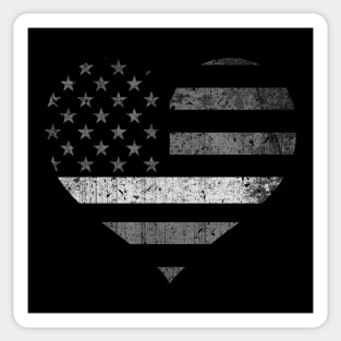 Thin Silver Line Flag Heart - Corrections Wife Sticker